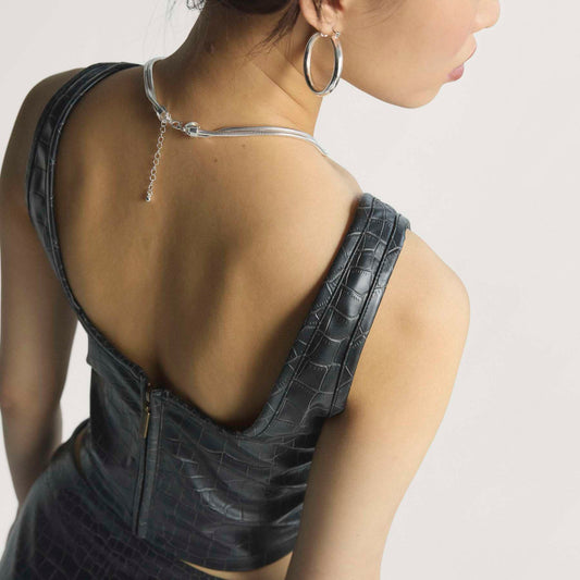 Pleather Corset - Black