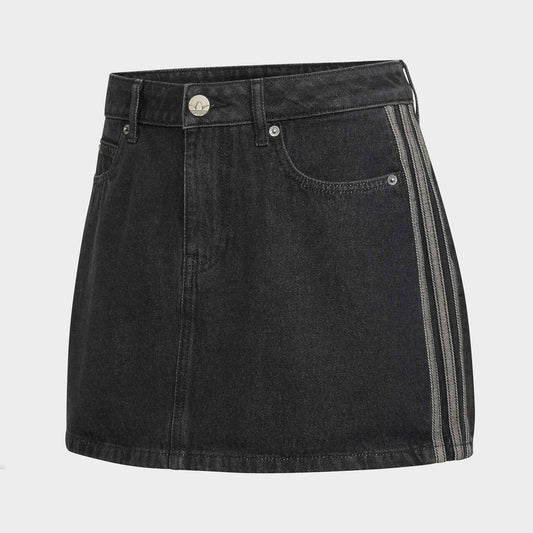 3 Stripes Denim Skirt - True Black