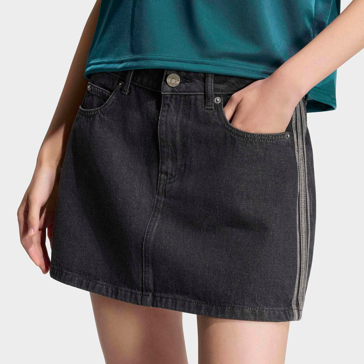 3 Stripes Denim Skirt - True Black