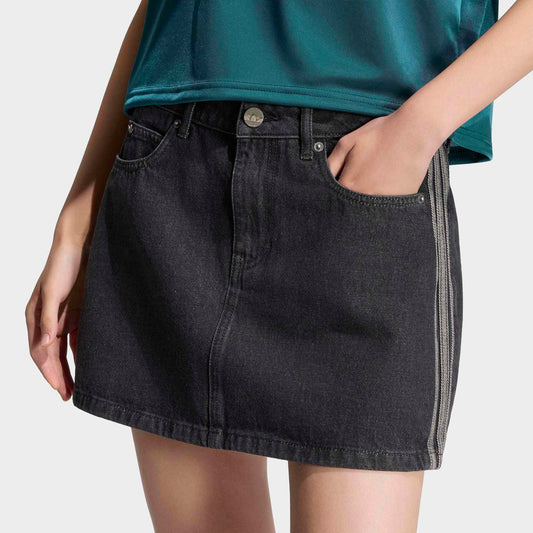 3 Stripes Denim Skirt - True Black