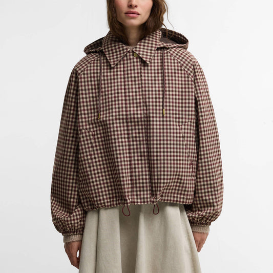 Women's Audrey Showerproof Jacket - Cranberry/Brown Gingham
