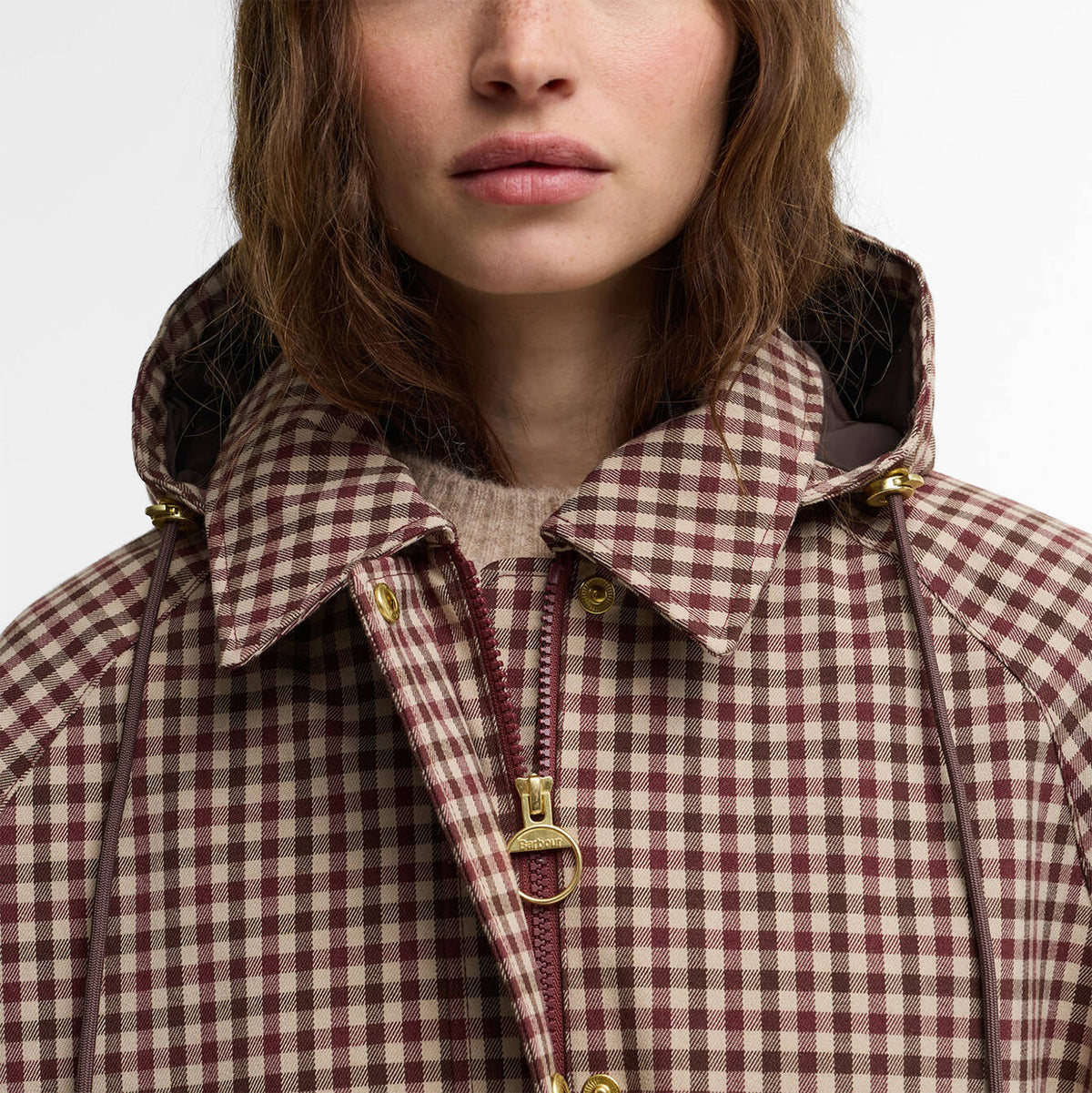 Women's Audrey Showerproof Jacket - Cranberry/Brown Gingham