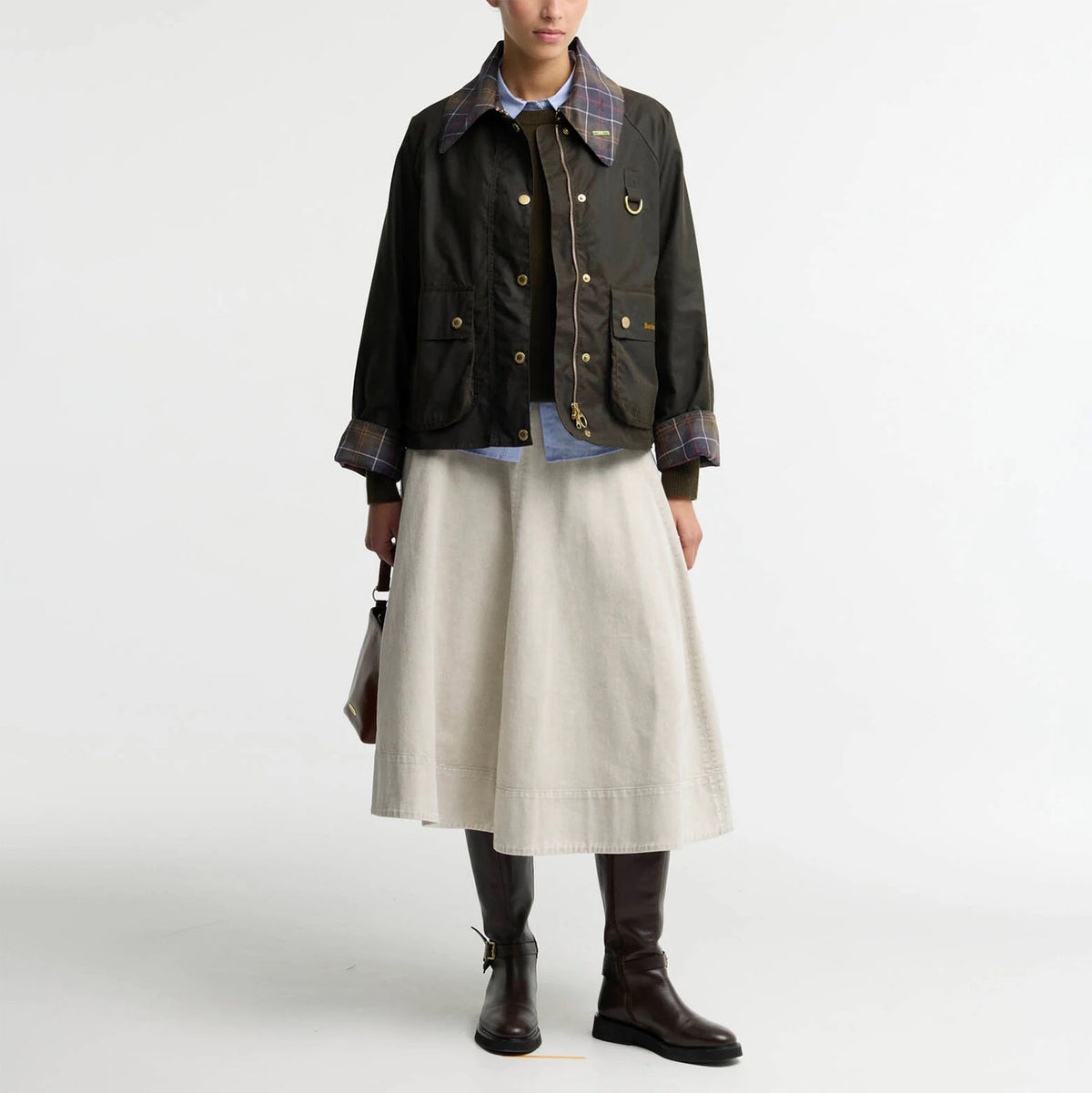 Women’s Icons Tartan Collar Spey Waxed Jacket - Olive/Classic