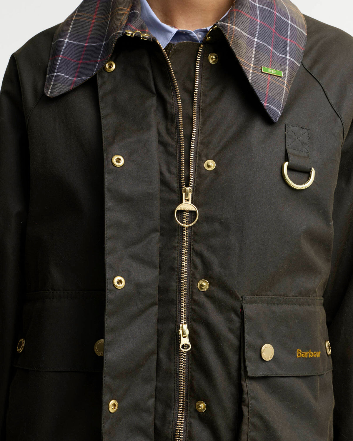 Women’s Icons Tartan Collar Spey Waxed Jacket - Olive/Classic