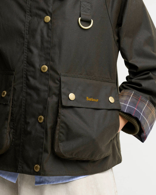 Women’s Icons Tartan Collar Spey Waxed Jacket - Olive/Classic