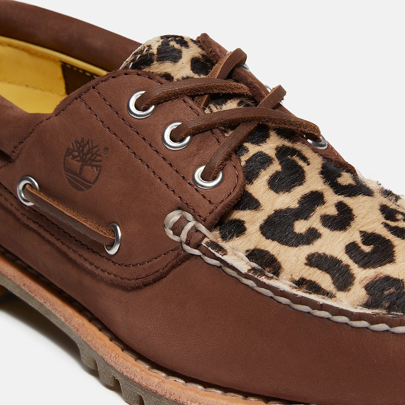 Women's Authentic 3-Eye Lug Boat Shoe - Leopard - Medium Brown Nubuck
