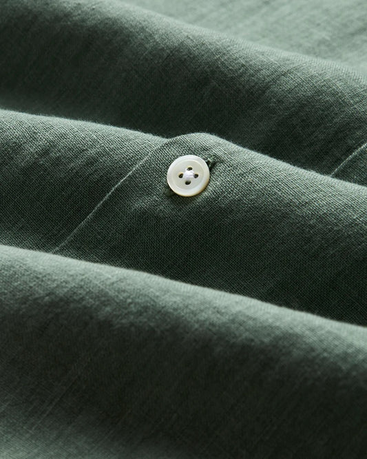 Linen Camp Collar Shirt - Dry Green