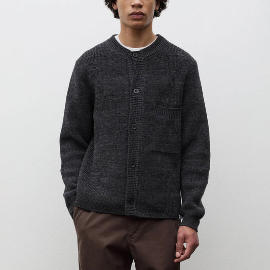 Gullverket Cotton Wool Rib Cardigan - Dark Grey Melange
