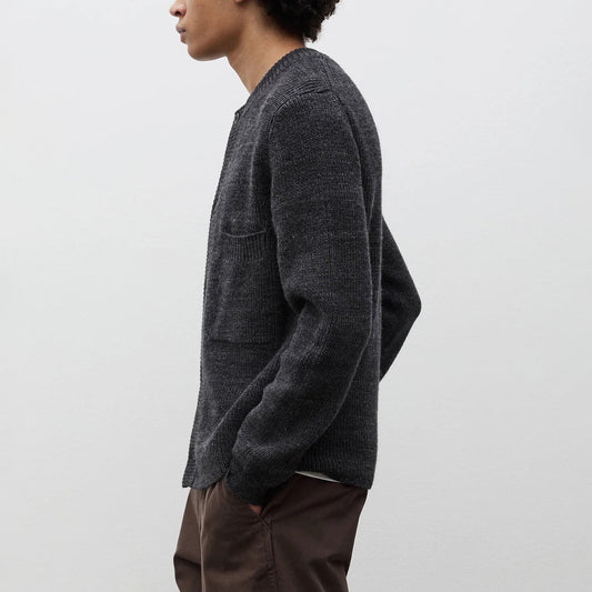 Gullverket Cotton Wool Rib Cardigan - Dark Grey Melange