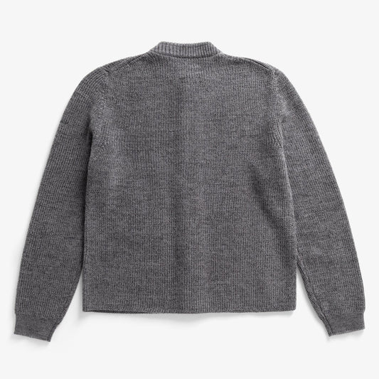 Gullverket Cotton Wool Rib Cardigan - Dark Grey Melange