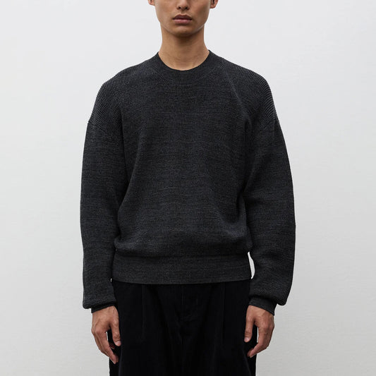Hirtshals Tech Merino Waffle Crewneck - Charcoal Melange