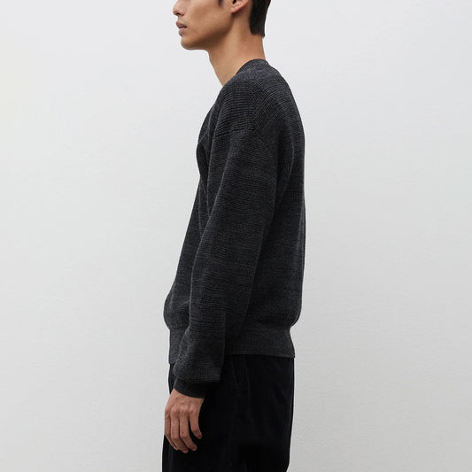 Hirtshals Tech Merino Waffle Crewneck - Charcoal Melange