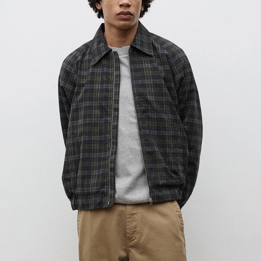 Stensholt Cotton Wool Check Blouson - Charcoal Grey