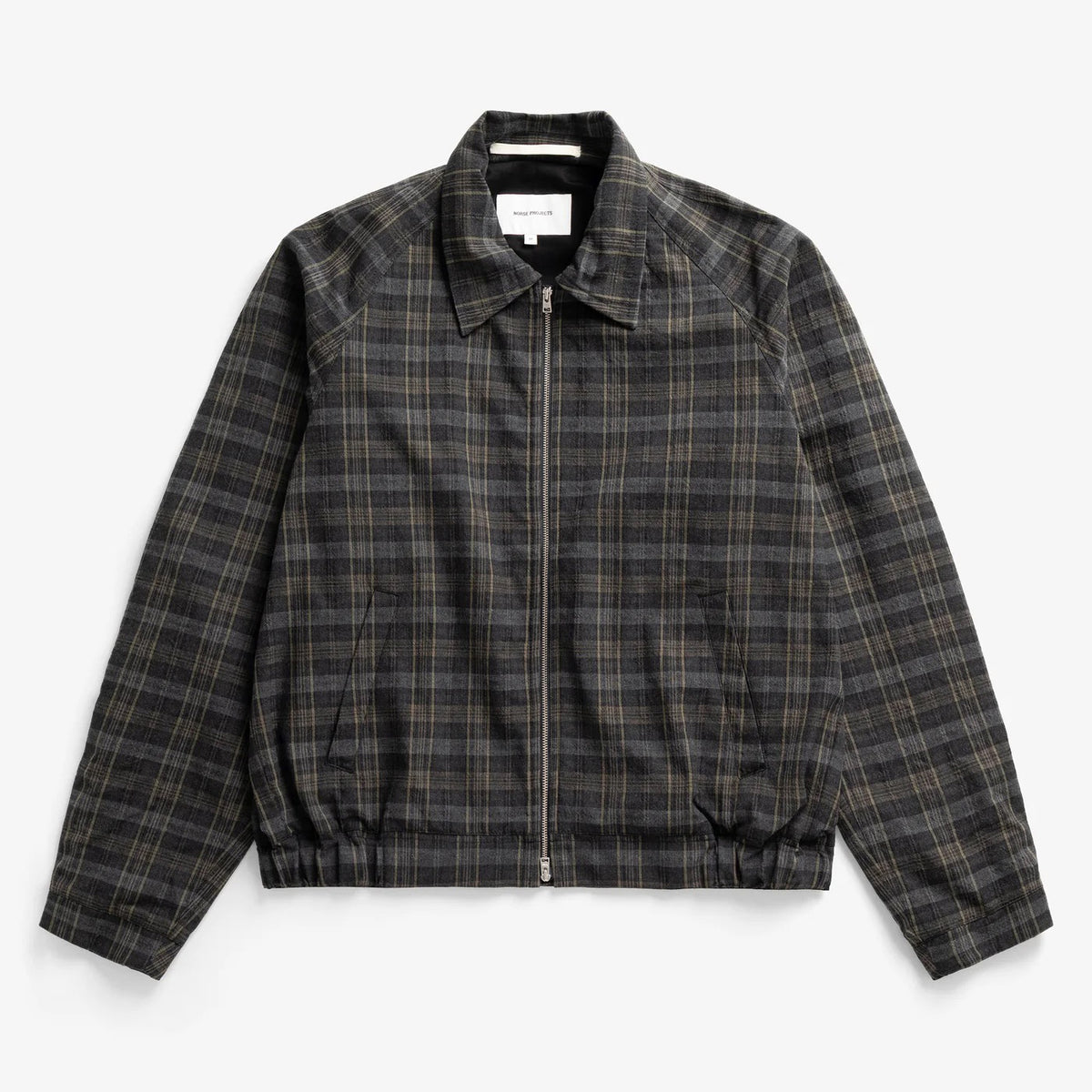 Stensholt Cotton Wool Check Blouson - Charcoal Grey