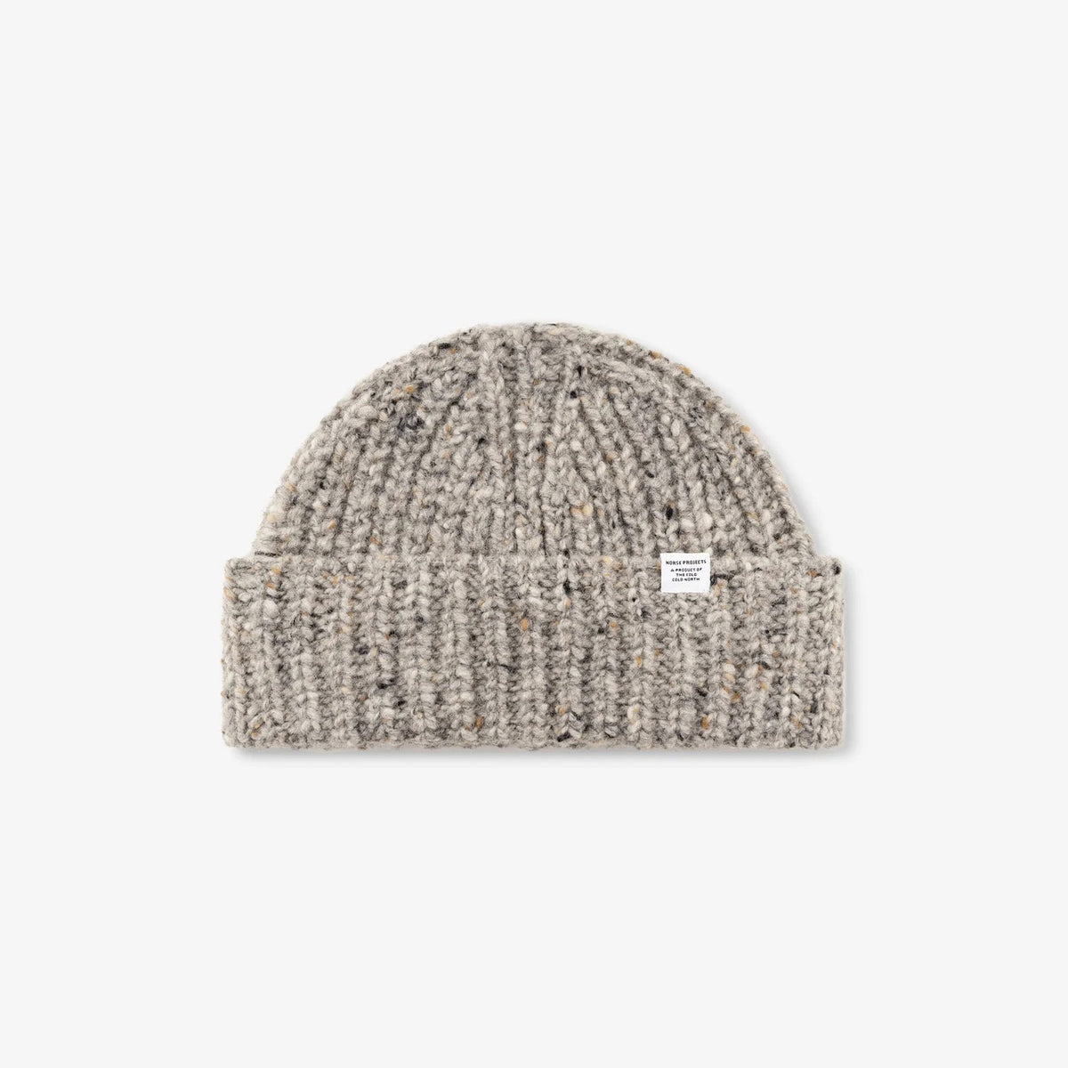 Donegal Wool Rib Beanie - Light Grey Melange