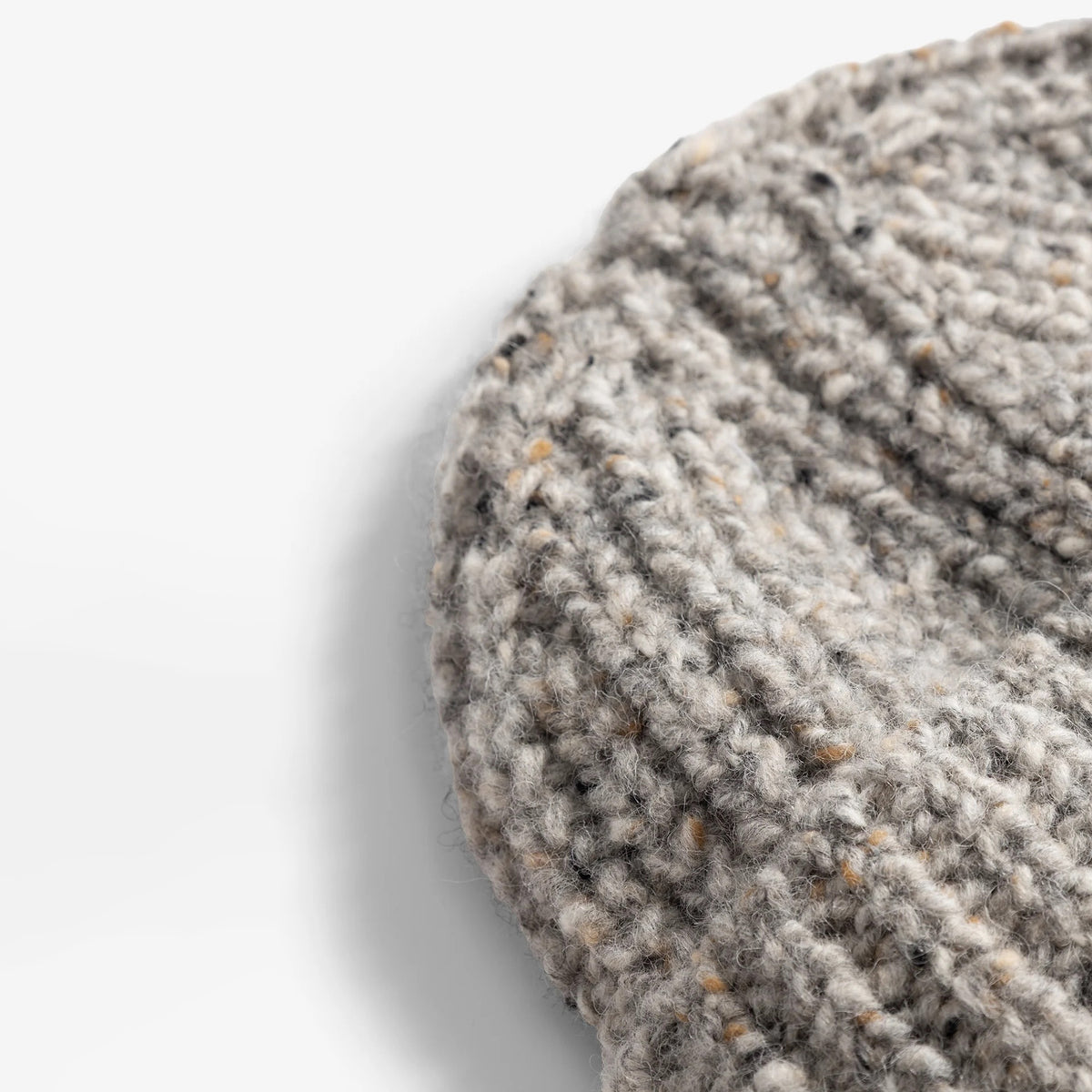 Donegal Wool Rib Beanie - Light Grey Melange