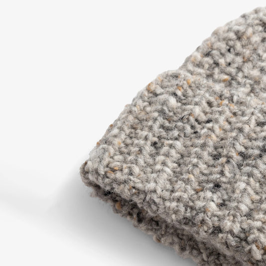 Donegal Wool Rib Beanie - Light Grey Melange