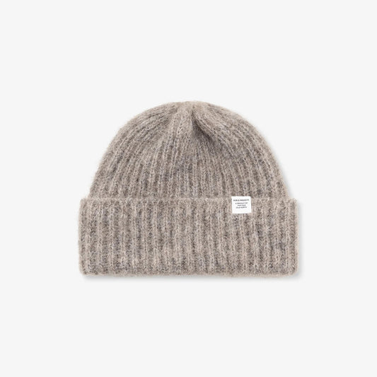 Alpaca Wool Chunky Rib Beanie - Walnut