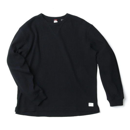 Eco Hybrid Waffle L/S Tee - Black