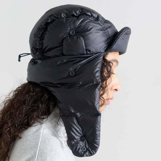 Mountain Lodge Down Ear Flap Cap - Black