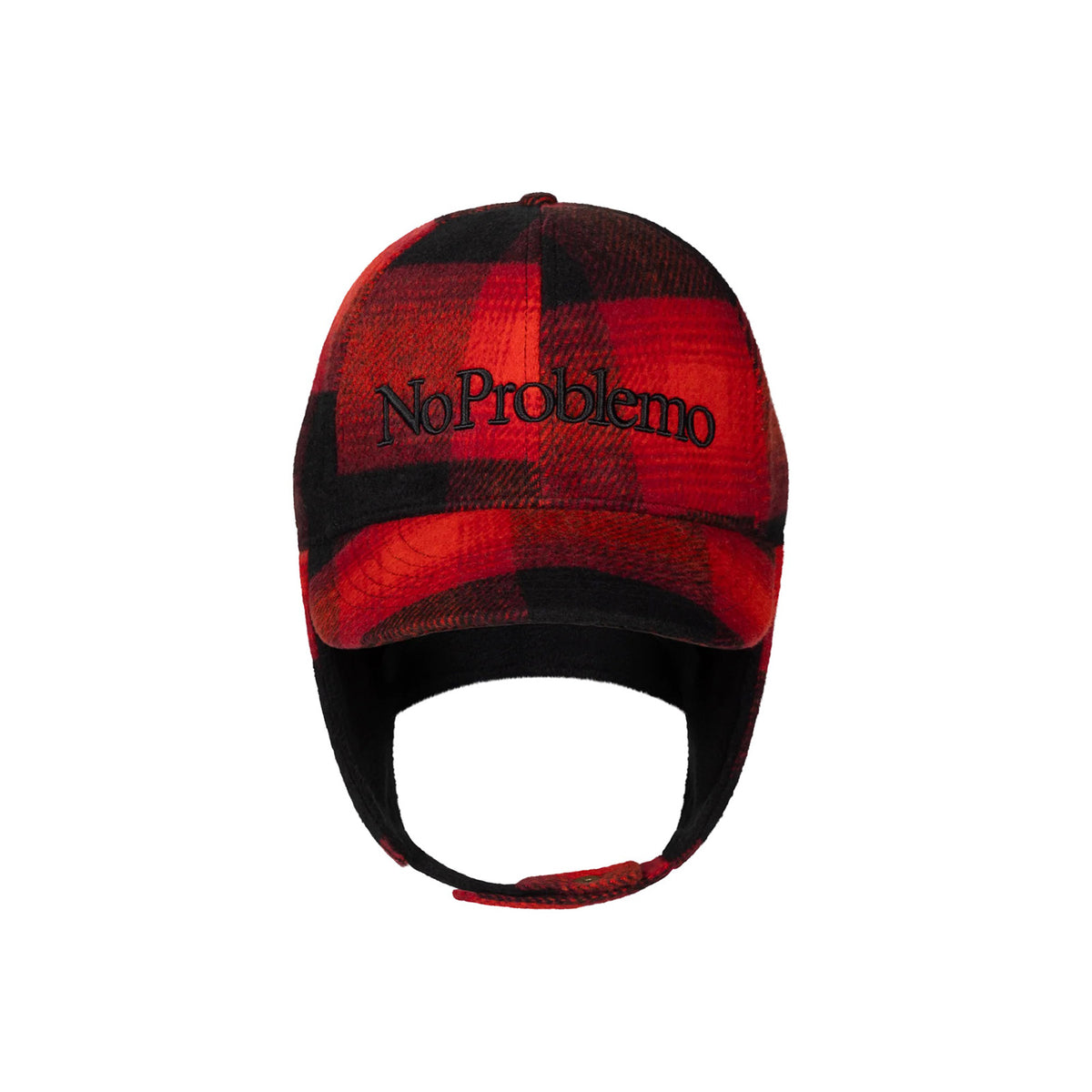 No Problemo Plaid Flap Cap - Red