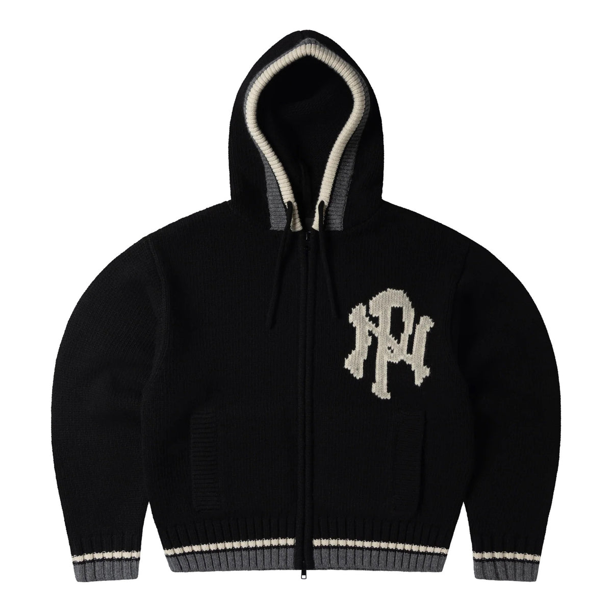 NYP Varsity Zip Through Knit - Black