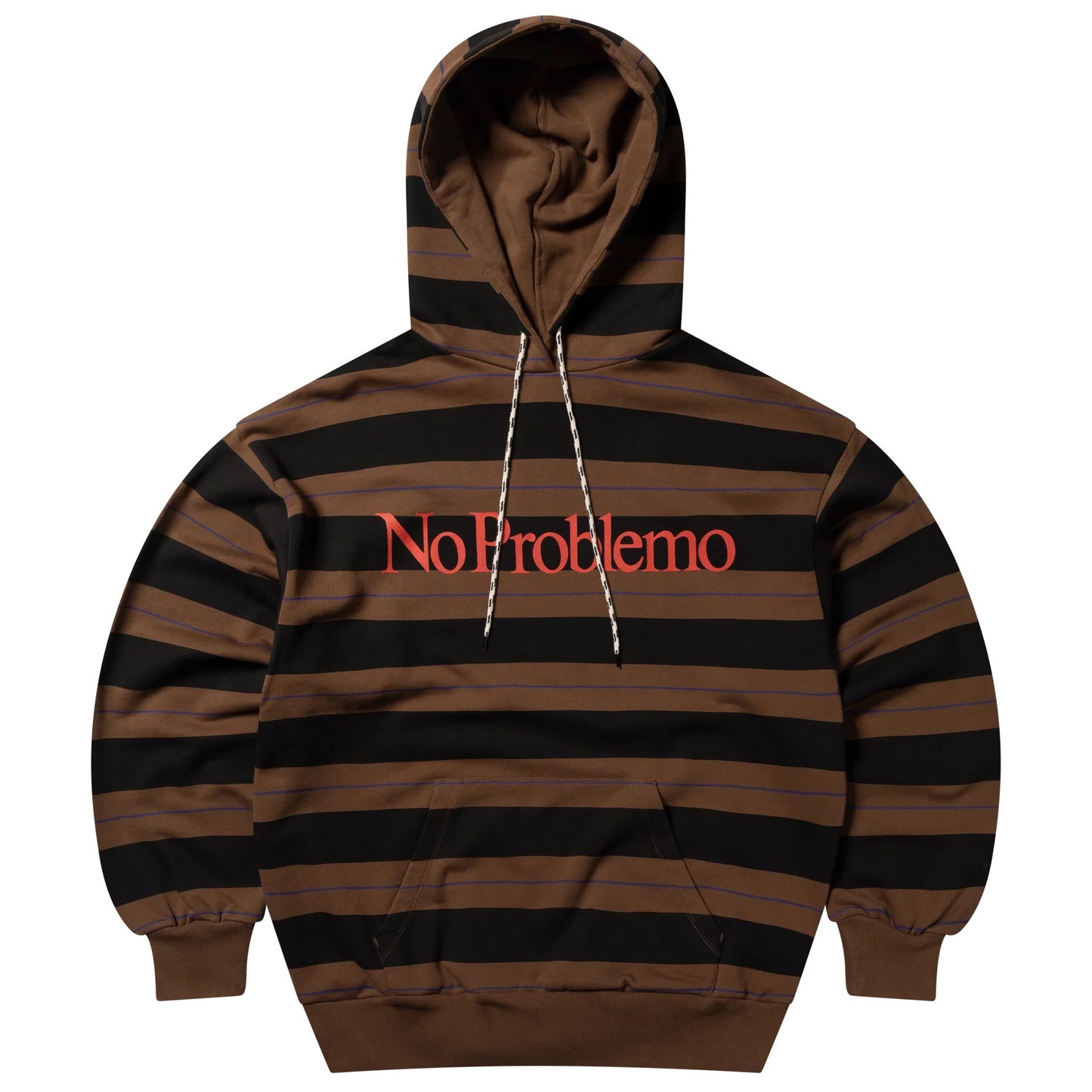 No Problemo Striped Hoodie - Brown