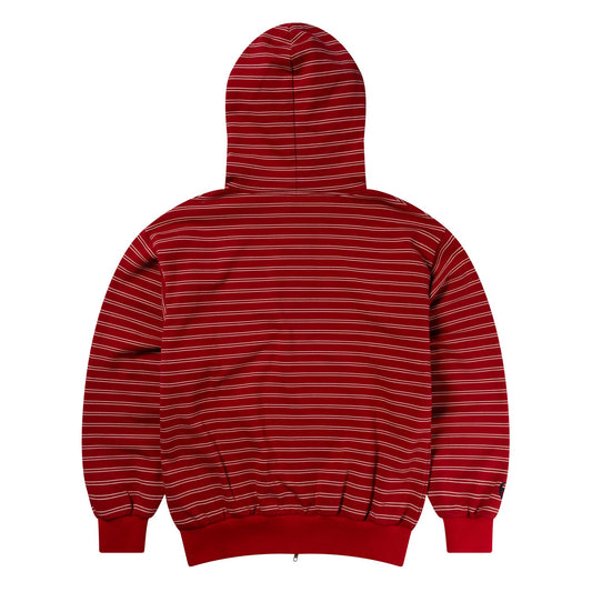 Mini Problemo Stripe Zip Hoodie - Red