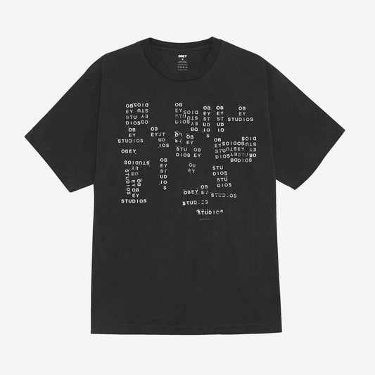 Obey Studios Stamp Pigment Dyed Tee - Pigment Dusty Black