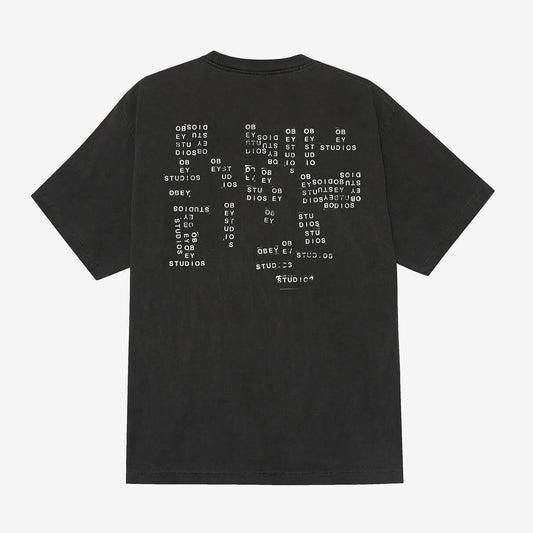 Obey Studios Stamp Pigment Dyed Tee - Pigment Dusty Black