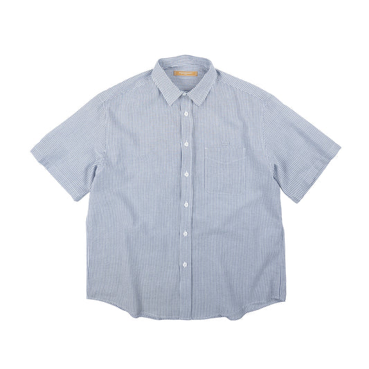 OG Stripe Seersucker Half Shirt - Blue