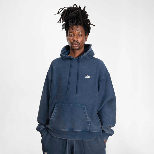 Classic Acid Washed Hooded Sweater - Estate Blue
