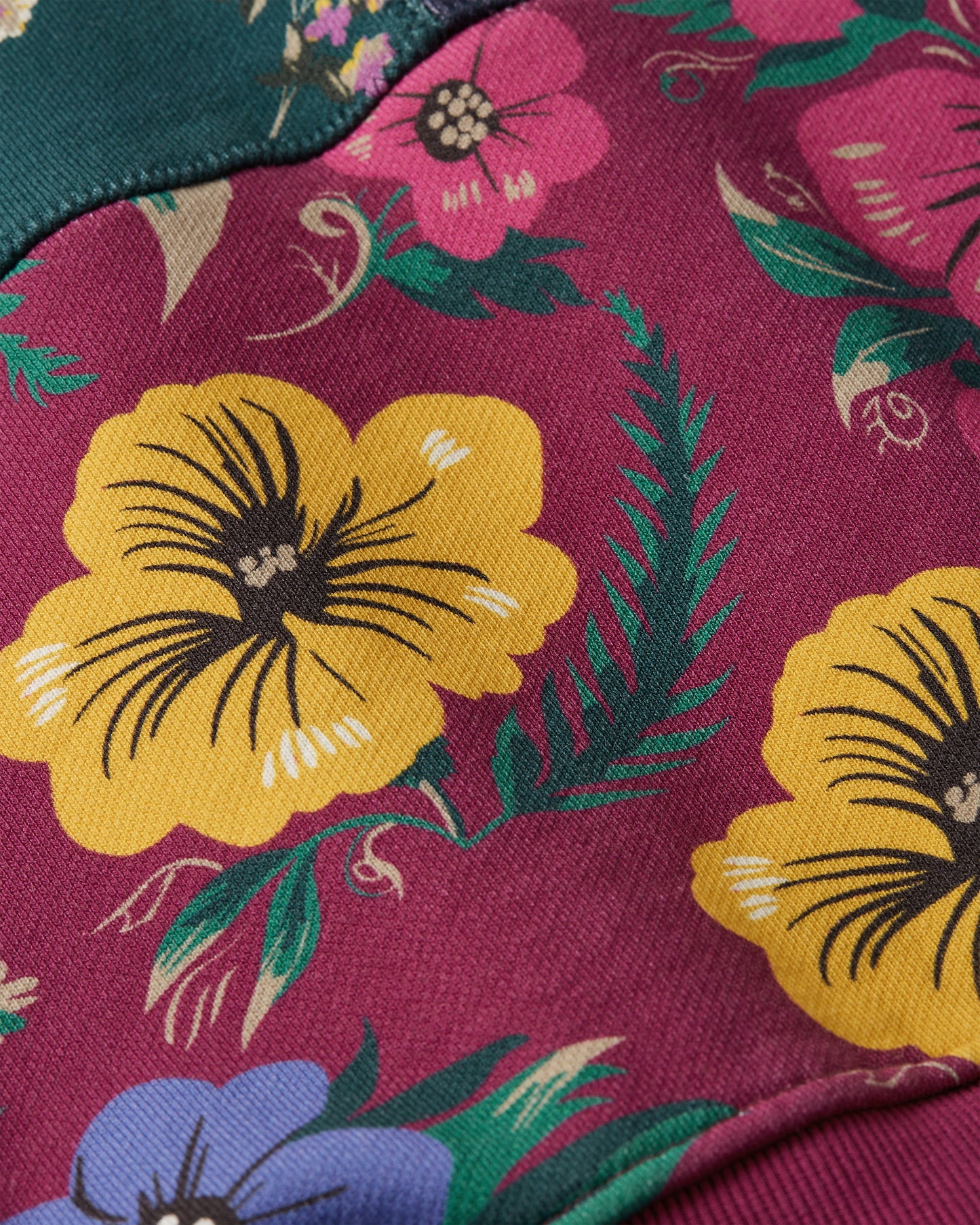 Floral Patchwork Hooded Sweater - Multi