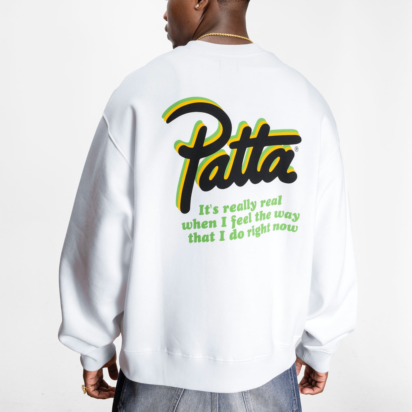 Block Party Crewneck Sweater - White