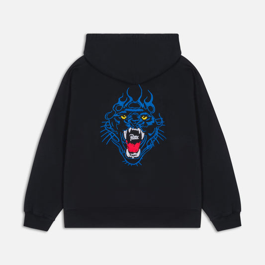 Embroidered Fire Panther Hooded Sweater