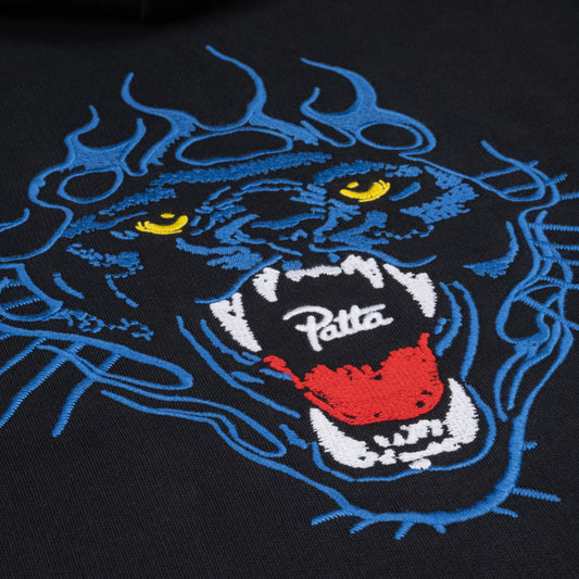 Embroidered Fire Panther Hooded Sweater
