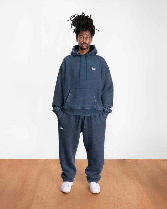 Classic Acid Washed Straight Leg Jogging Pants - Estate Blue