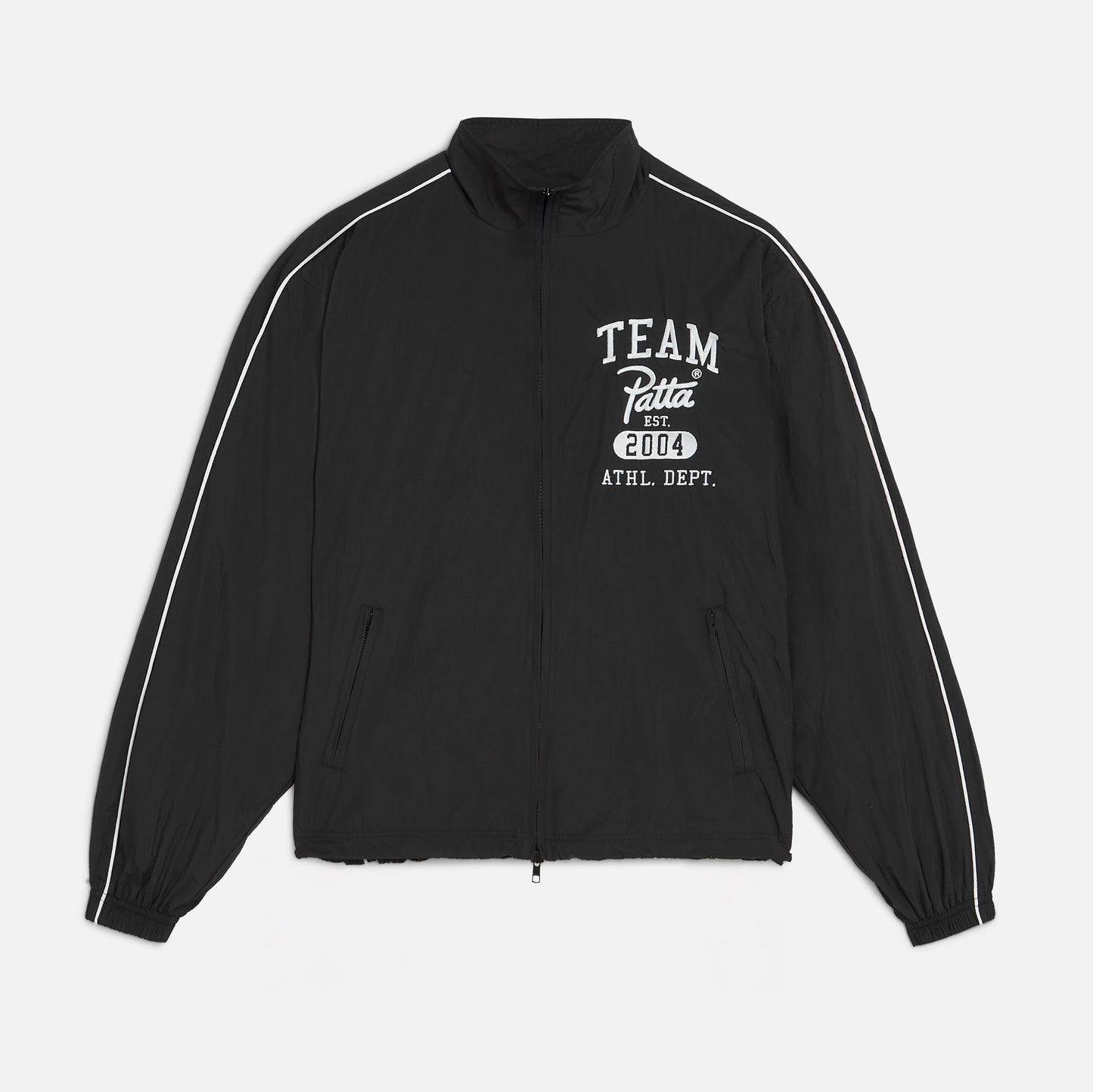 Athletic Nylon Track Jacket - Black