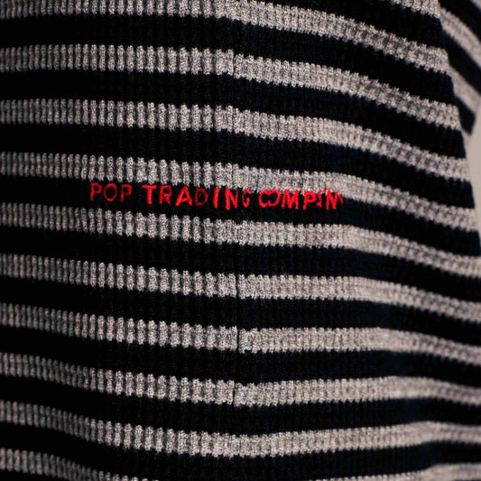 Striped Waffle Crewneck - Grey/Black