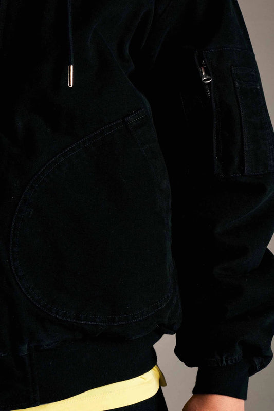 Hooded Flight Jacket - Black