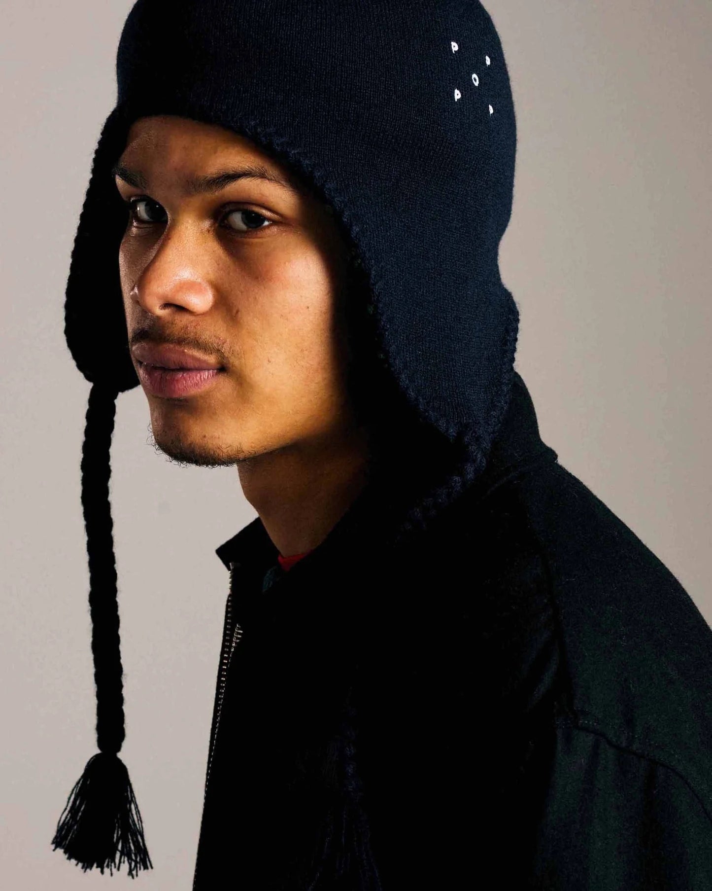 Reversible Earflap Beanie - Navy/Juniper