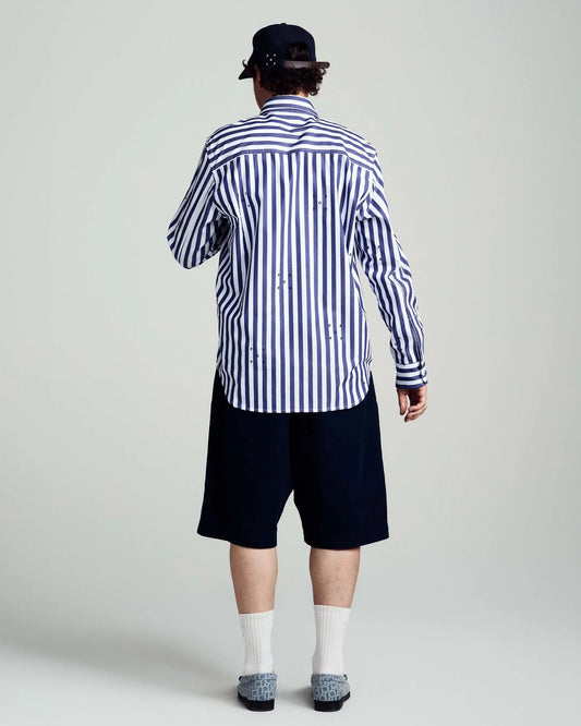 Logos Stripe Shirt - Navy / White
