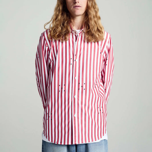 Logos Stripe Shirt - Earth Red / White