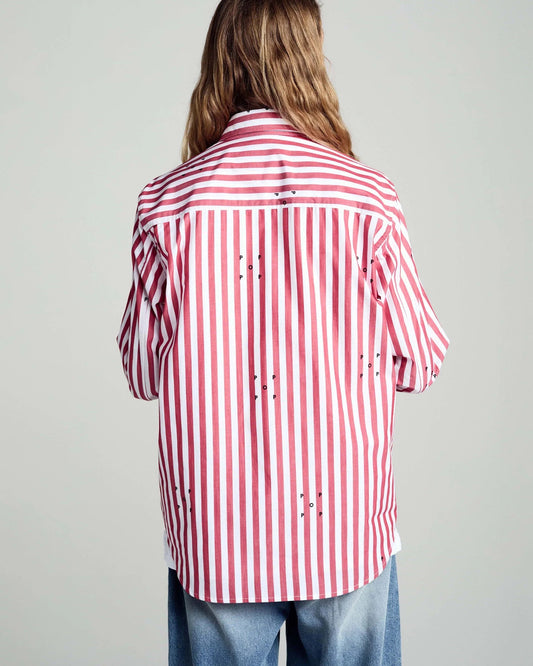 Logos Stripe Shirt - Earth Red / White