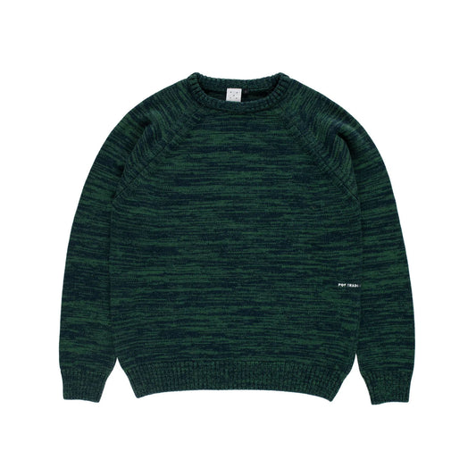 Knitted Melange Logo Crewneck - Navy/Juniper