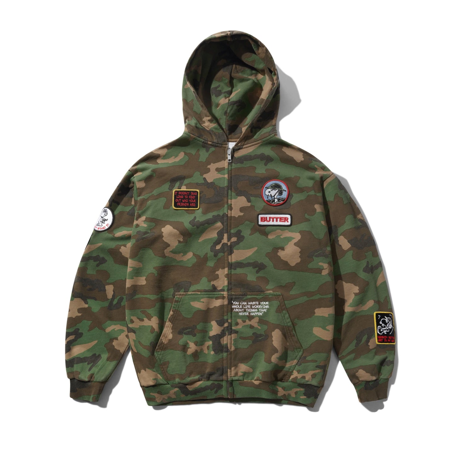 Peanuts Patches Zip-Thru Hood - Washed Camo
