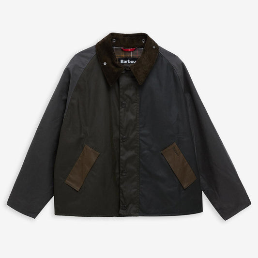 Patchwork Transport Waxed Jacket - Sage Multi