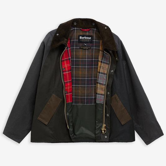 Patchwork Transport Waxed Jacket - Sage Multi
