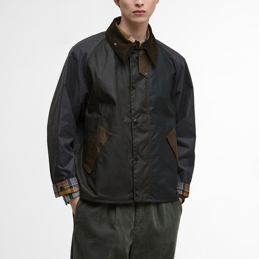 Patchwork Transport Waxed Jacket - Sage Multi