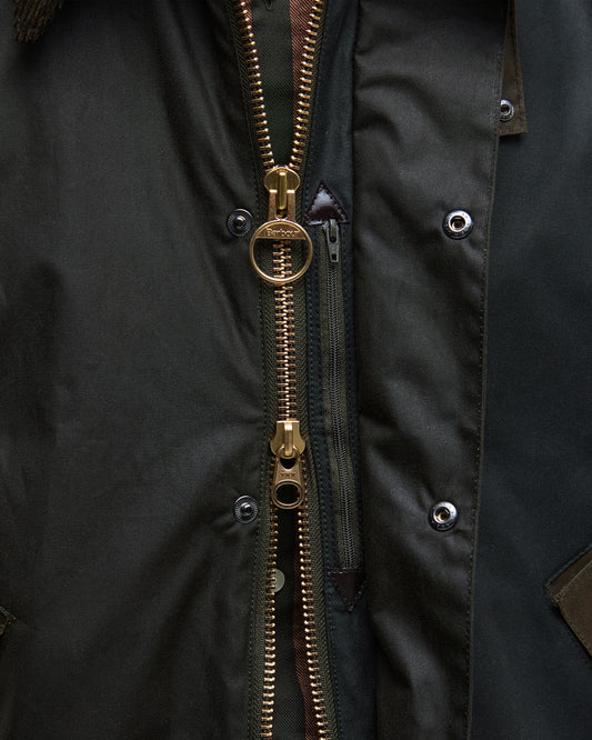 Patchwork Transport Waxed Jacket - Sage Multi